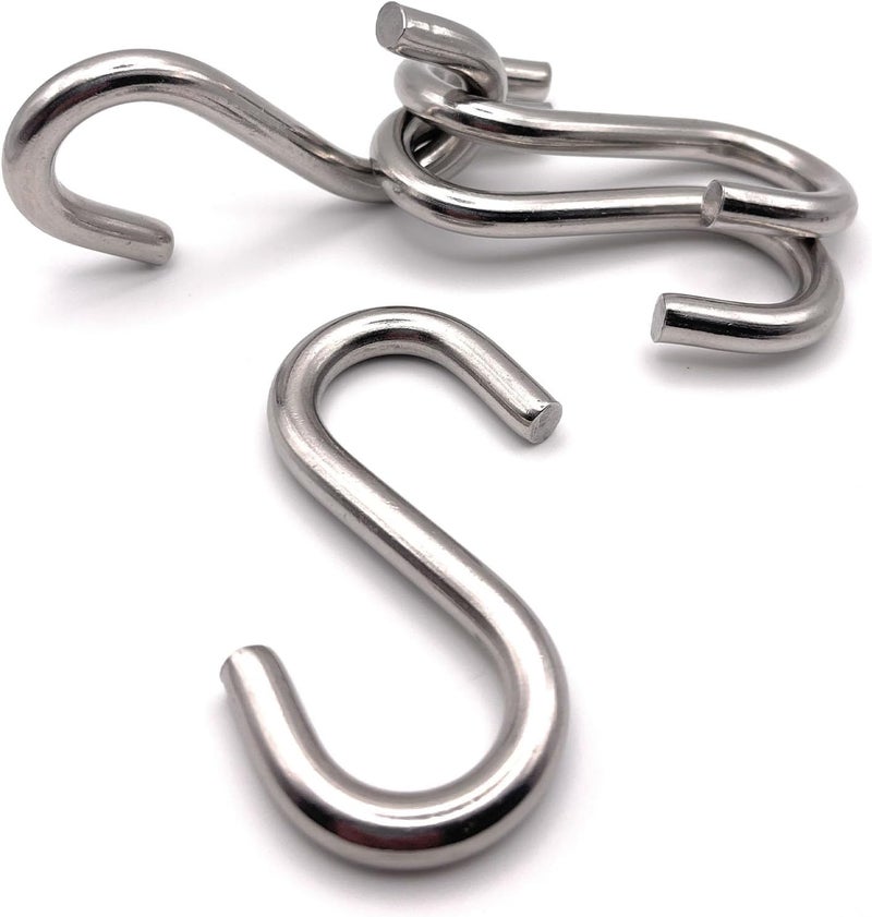 DaylyFav Holds 557Lbs S Hooks for Hanging Heavy Duty Hammock Stand Chair Porch Swing, 4 Pack 3.3- Inch 304 Stainless Steel S Hooks Utility Hooks - Image 4